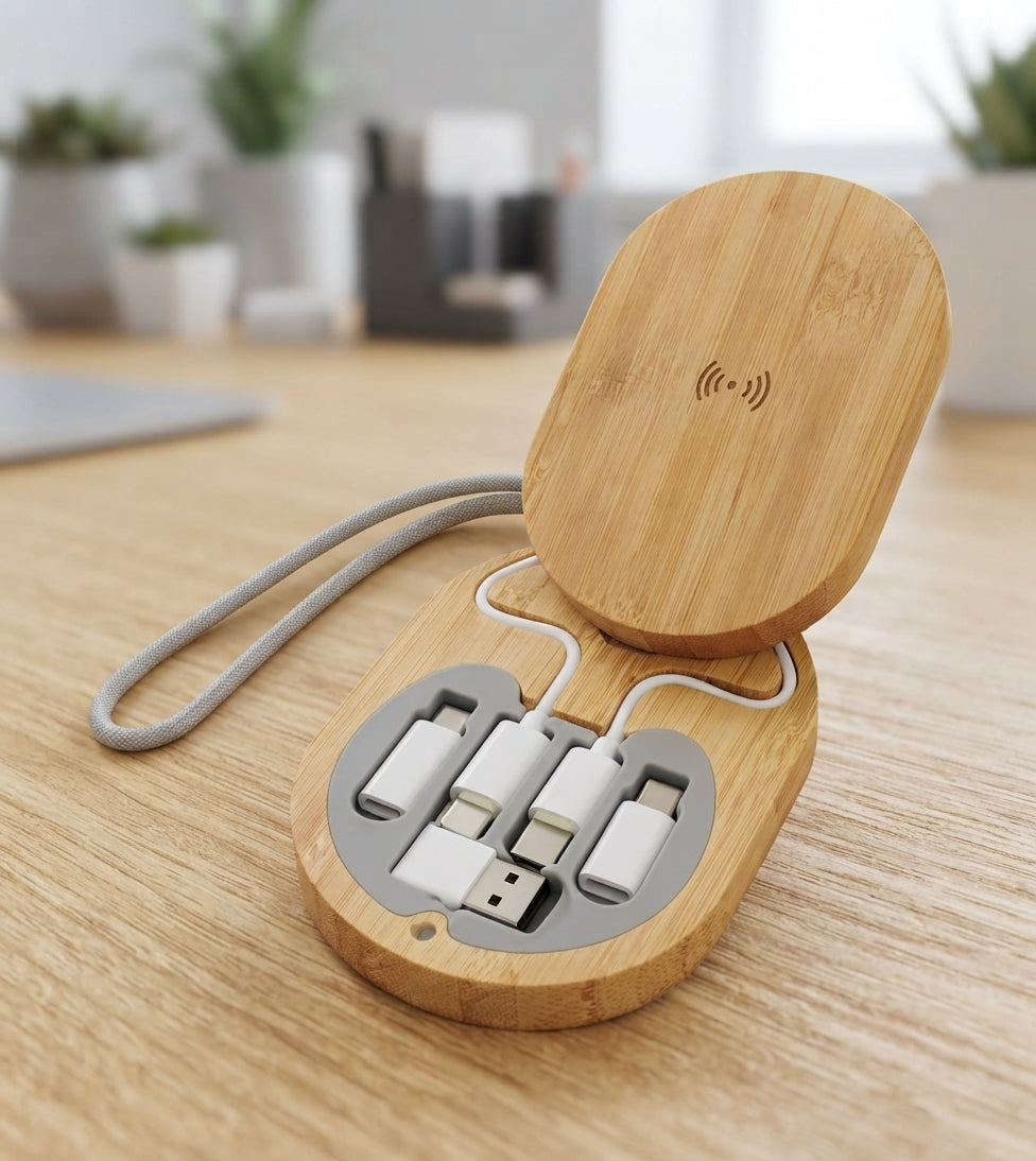 Bamboo wireless charger corporate tech gift under ₹2,000