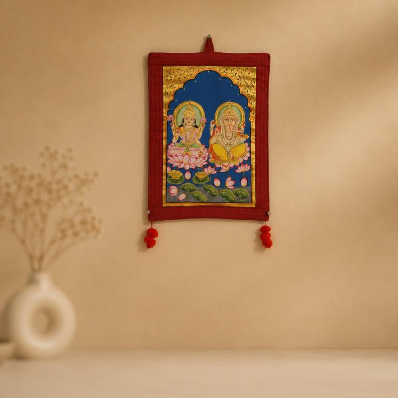 Pichwai art on brass plate, an example of Indian handicraft for corporate gifting