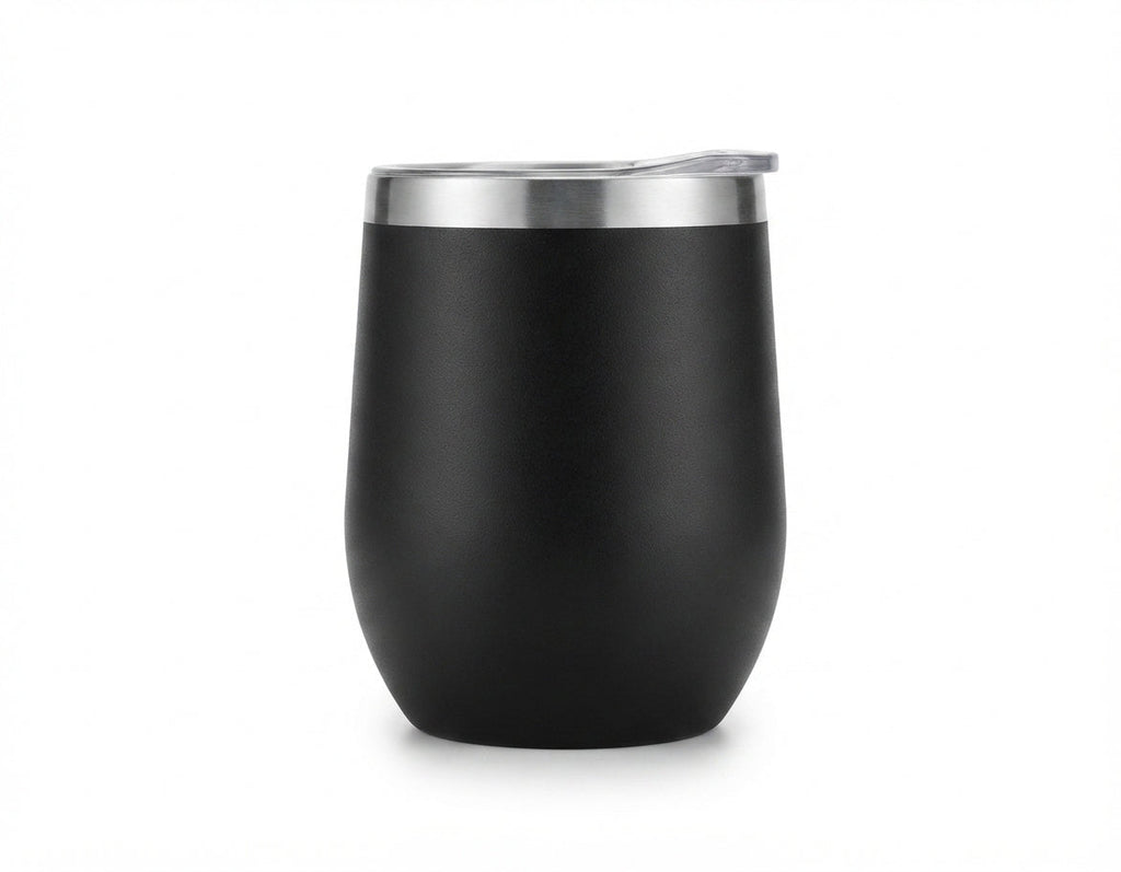 Egg-Shaped Insulated Wine Tumbler - Black - Meru Trophy corporate gifting