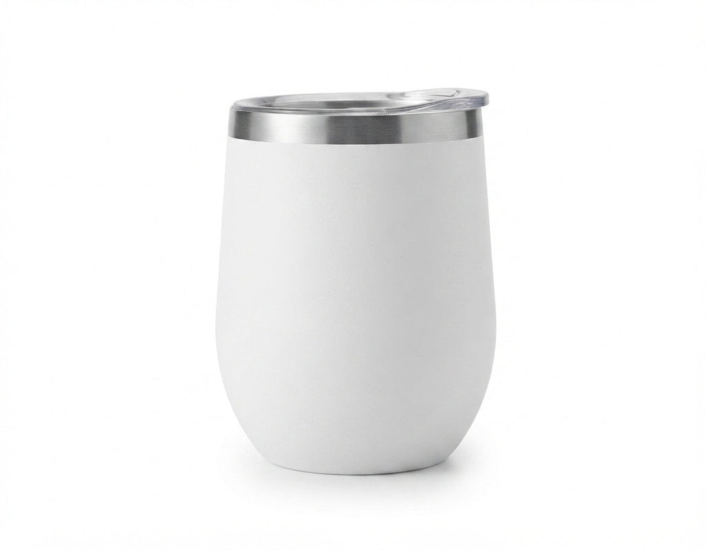 Egg-Shaped Insulated Wine Tumbler - White - Meru Trophy corporate gifting