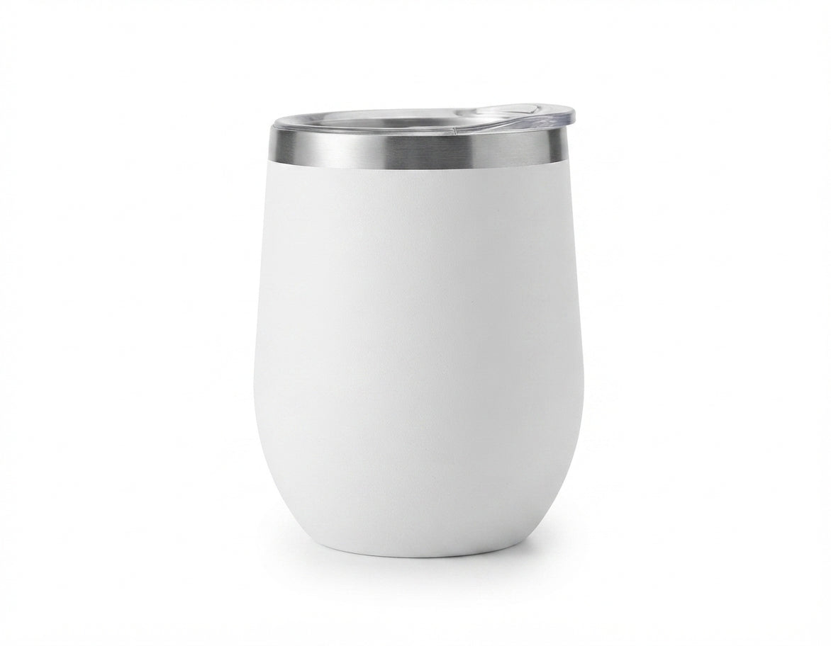 Egg-Shaped Insulated Wine Tumbler - White - Meru Trophy corporate gifting