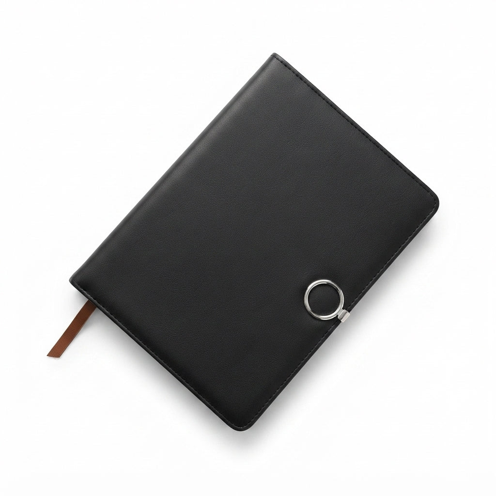 PU Diary with Ring Pull - Black - Meru Trophy corporate gifting