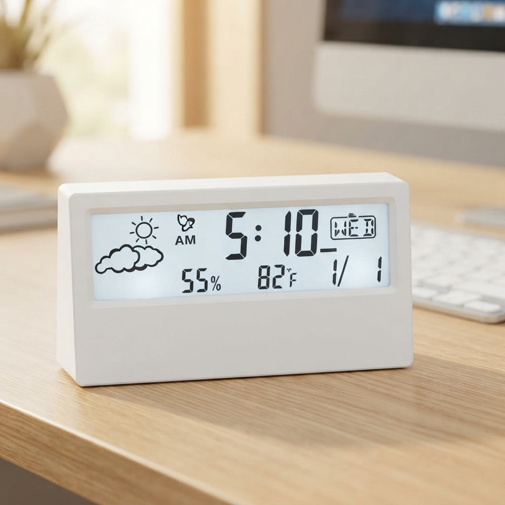 LCD Desk Digital Clock with Weather Display - lifestyle - Meru Trophy corporate gifting