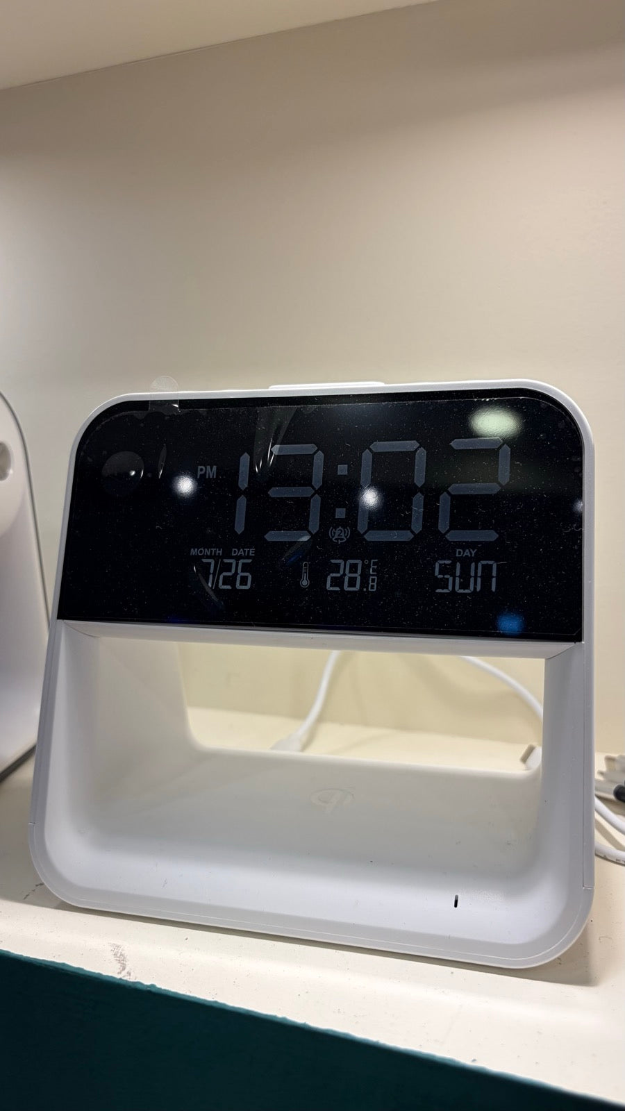 Digital Clock with Wireless Charger - Black
