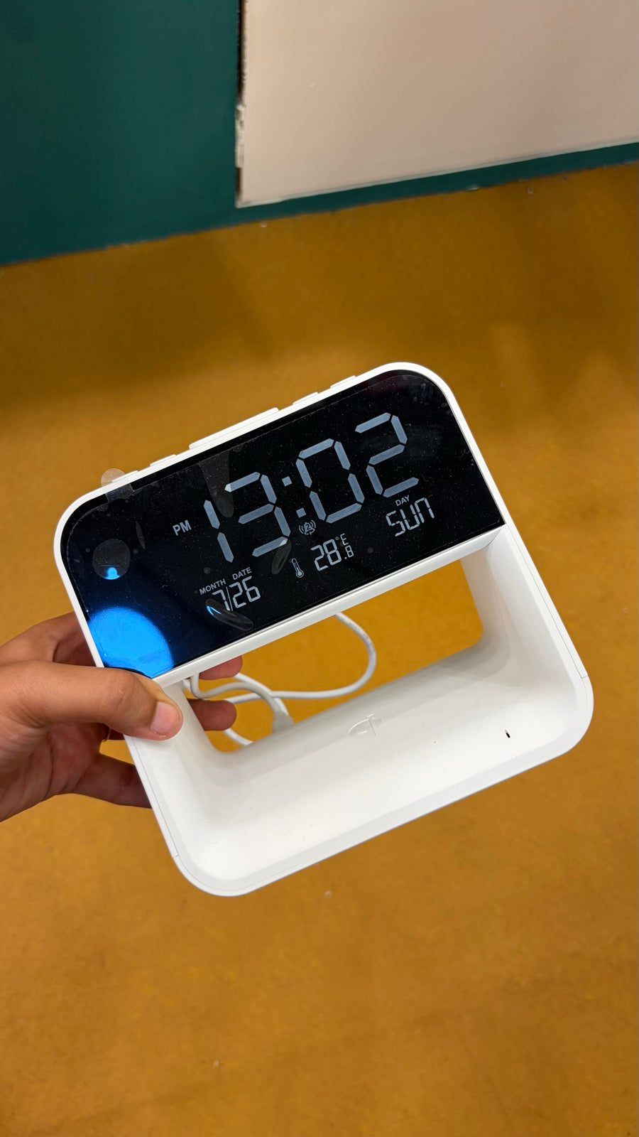 Digital Clock with Wireless Charger - Black