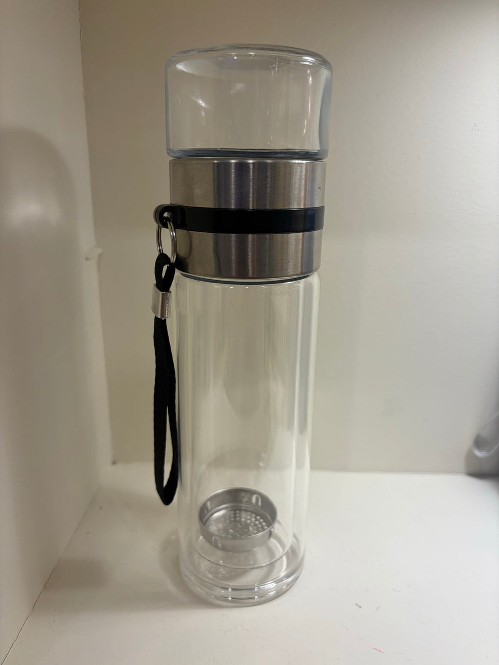 Glass Infuser Bottle with Tea Strainer Lid - real product photo