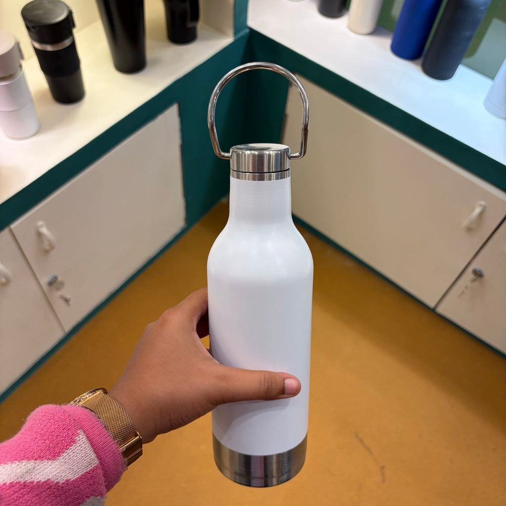Vacuum Bottle with Carry Handle Lid and Gift Box 500 ml - White