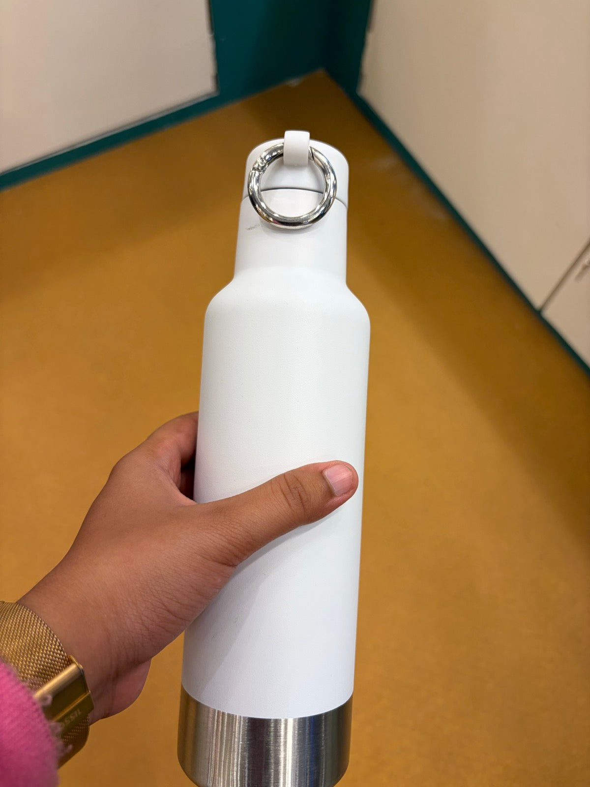 Sports Bottle with Loop Cap - White - real product photo
