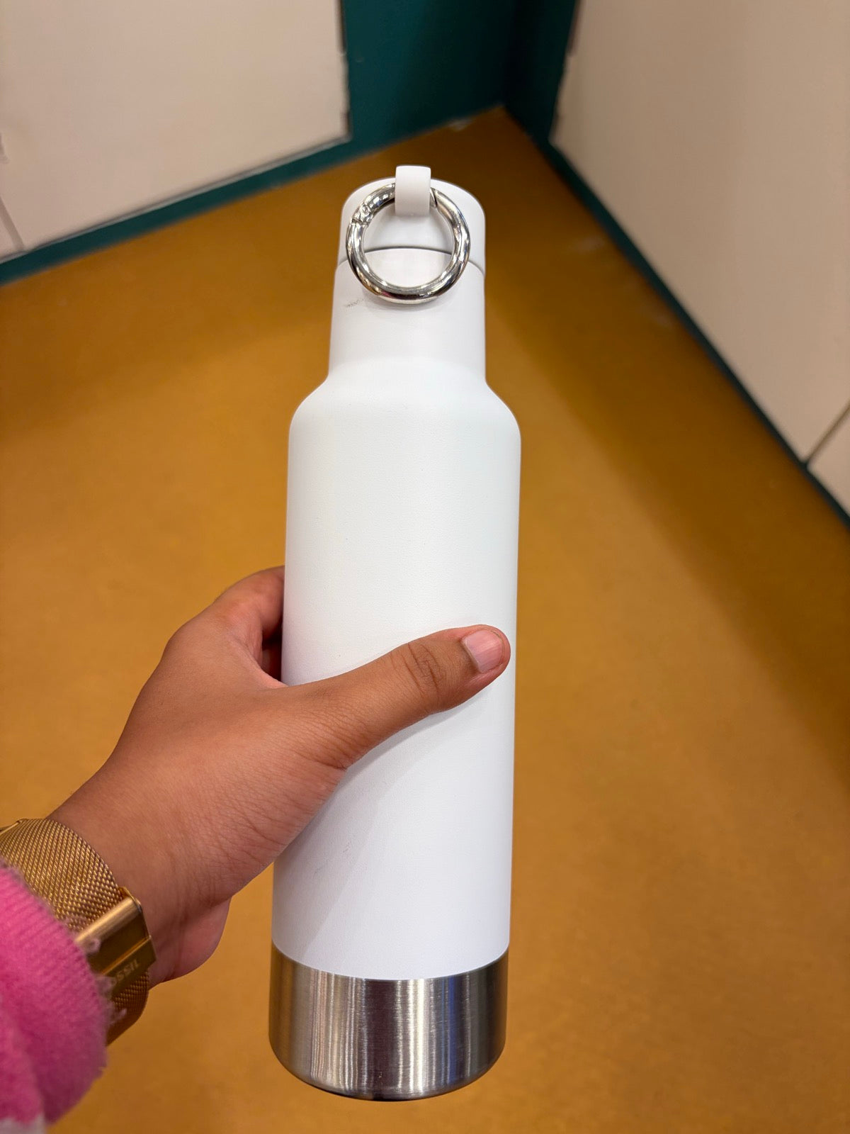 Sports Bottle with Loop Cap - White - real product photo