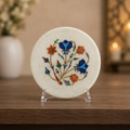 Pietra Dura Marble Inlay Floral Art Plate, handcrafted Marble Inlay