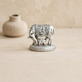 Rajat Kamdhenu silver finish cow and calf showpiece, handcrafted metal craft