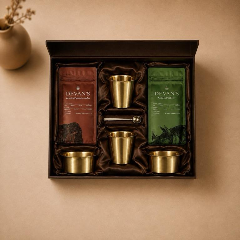 Atithya Hospitality Coffee Metalware Gift Set, handcrafted metal craft