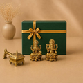 Aaradhana Sugandh brass Lakshmi Ganesha puja set, handcrafted metal craft