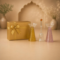 Kaanch Aaradhana glass diya and bell set, handcrafted glassware
