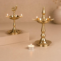 Deepam brass oil lamp set of two, handcrafted metal craft