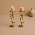 Titli Deepstambh butterfly vine candlestick pair, handcrafted metal craft