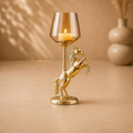 Ashwa Deepstambh rearing horse glass candle stand, handcrafted metal craft