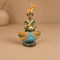 Banjara painted metal folk figurine tealight holder, handcrafted metal craft