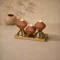 Trimatki Triple Terracotta Pot Tealight Tray, handcrafted metal craft