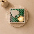 Rajat Deepika Stand Malachite Jaali Tealight Tray, handcrafted metal craft