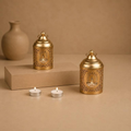 Kandeel Jodi Jaali Cylinder Lantern Pair, handcrafted metal craft