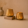 Jaali Cups Perforated Brass Tealight Cup Pair handcrafted brass