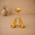 Yugmayur Metal Twin Peacock Diya Stand, handcrafted metal craft
