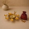Kamalini Metal Lotus Diya Urli with Bird, handcrafted Metal Craft (Moradabad)