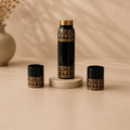 Tamra Jal Botal Black and Gold Copper Bottle Set, handcrafted Metal Craft (Moradabad)