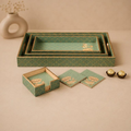 Bagh Hand-Painted Epoxy Tray and Coaster Set, handcrafted epoxy art