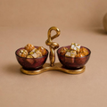 Katori Samuh Twin Bowl Serving Set, handcrafted metal craft