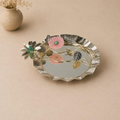 Rajat Pushp Floral Mirror Tray, handcrafted metal craft