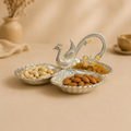 Mayur Serveware Peacock Three-Bowl Platter, handcrafted metal craft