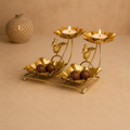 Yugmayur Thaal Twin Peacock Tealight Server, handcrafted metal craft