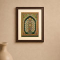 Rogan Peacock Tree Framed Art, handcrafted Rogan art