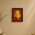 Cheriyal Ganapati Mask With Silk Backdrop, handcrafted Cheriyal (Telangana)