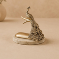 Metallic Peacock Sculpture III, handcrafted Metal Craft