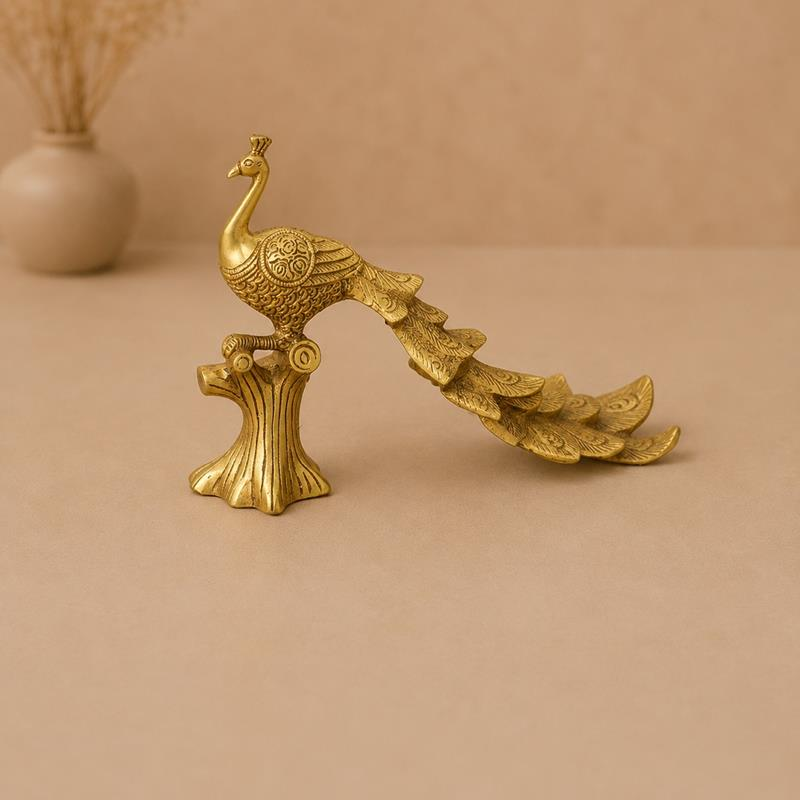 Brass Peacock Figurine handcrafted metallic