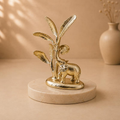 Metallic Palm Tree with Elephant Sculpture, handcrafted metallic