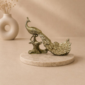 Metallic Peacock Sculpture II, handcrafted metallic