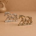 Metallic Horse Family Sculpture, handcrafted metal craft