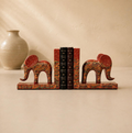 Haathi Kashmiri Papier Mache Elephant Bookend, handcrafted Kashmir papier mache