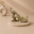Mayur Shobha, handcrafted antique-finish metal peacock figurine