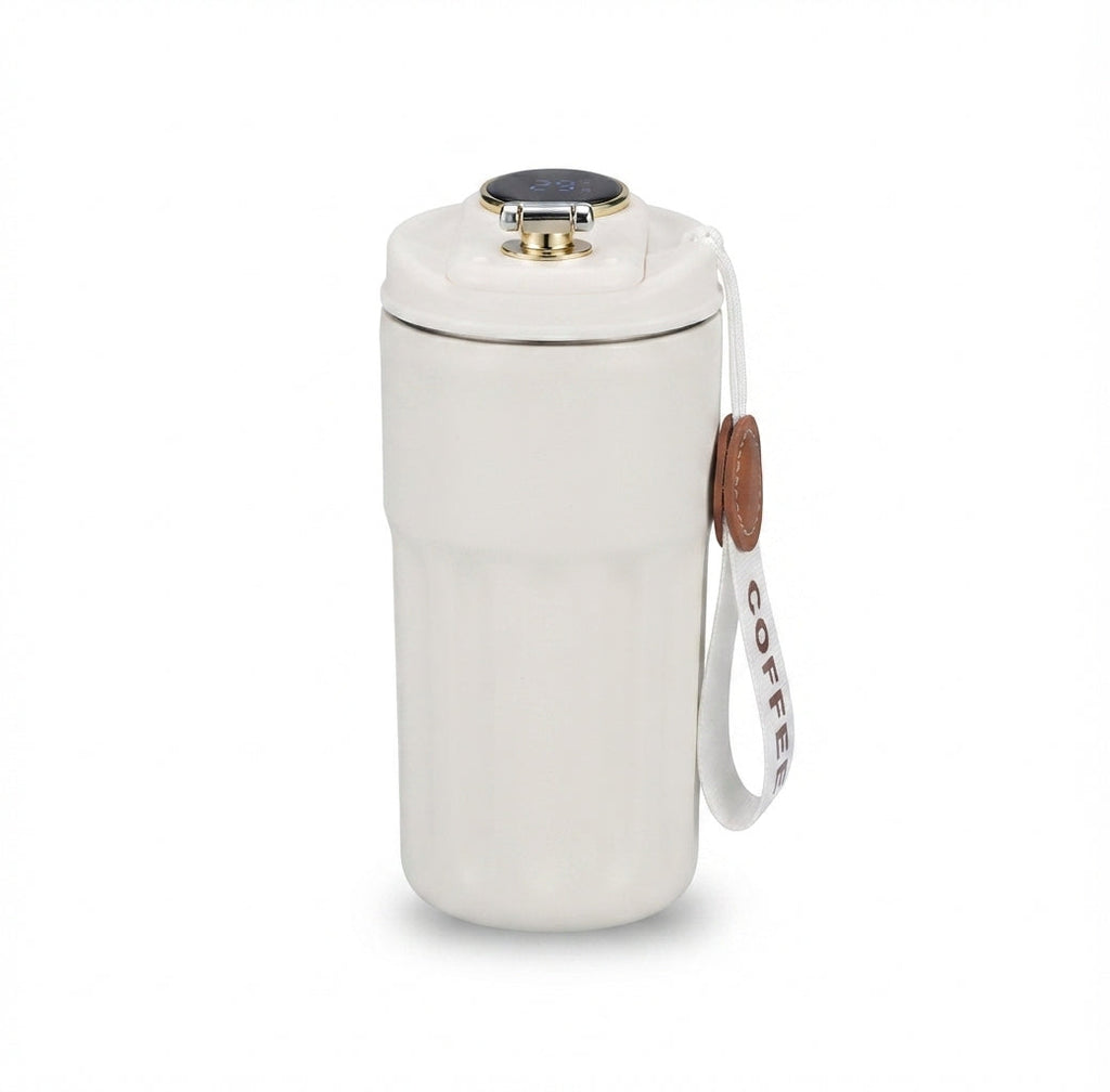 Smart Display Coffee Flask with Strap - White - Meru Trophy corporate gifting