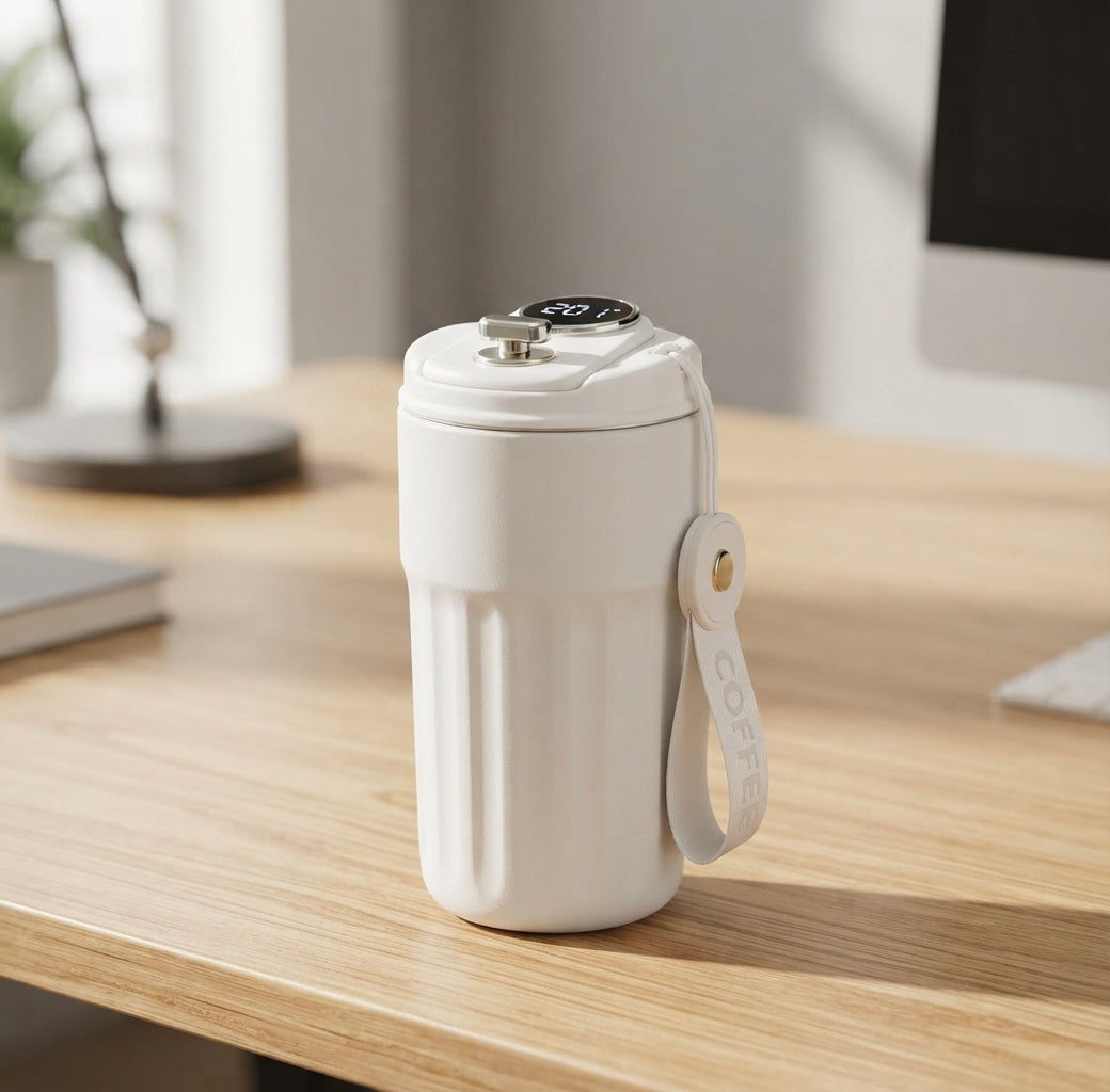 Smart Display Coffee Flask with Strap - lifestyle - Meru Trophy corporate gifting