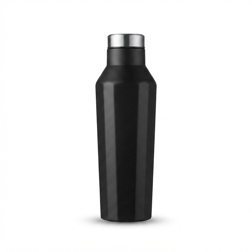 Matte Curved Vacuum Bottle - Black - Meru Trophy corporate gifting