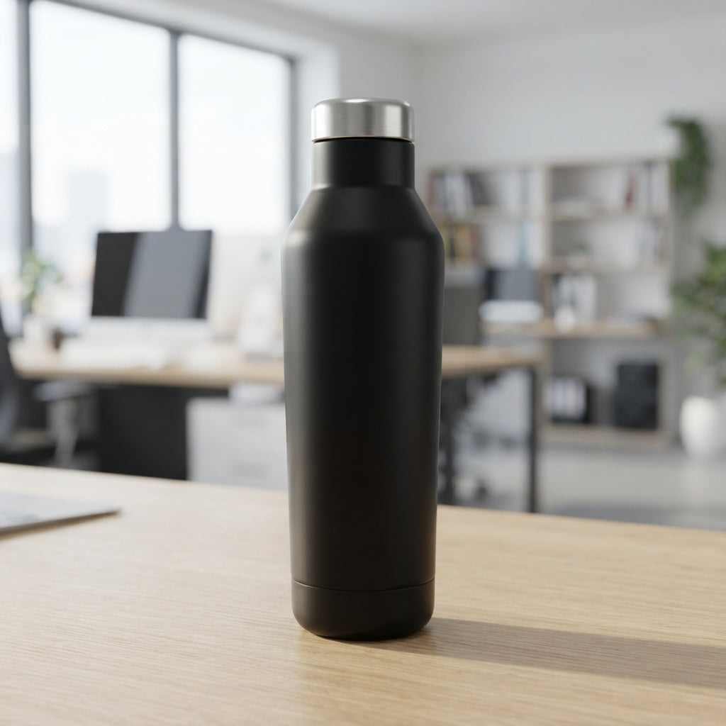 Matte Curved Vacuum Bottle - lifestyle - Meru Trophy corporate gifting