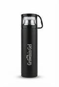 Vacuum Flask with Steel Cup Lid and Handle - Black - Meru Trophy corporate gifting