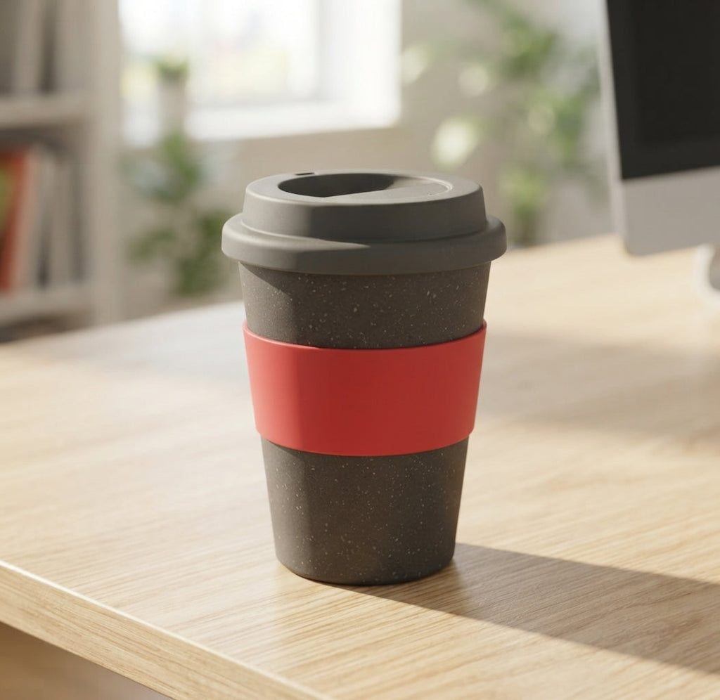 Bamboo Fibre Coffee Cup with Silicone Lid - lifestyle - Meru Trophy corporate gifting