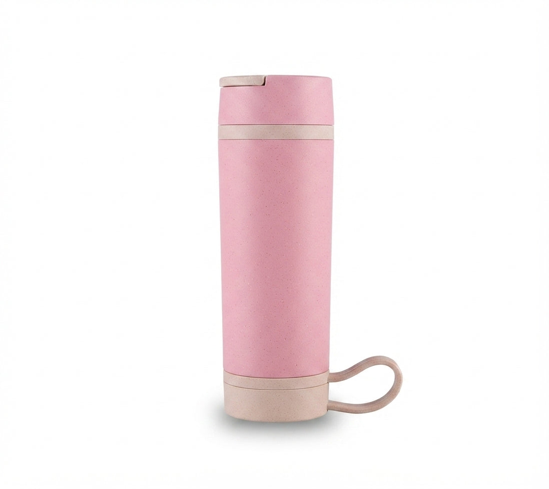 Wheat Straw Bottle with Carry Loop - Pink - Meru Trophy corporate gifting